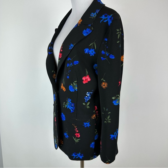T Tahari Black Floral Snap Front Blazer Size 8 - Picture 5 of 8